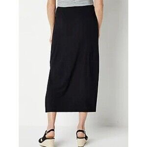 Liz Claiborne Maxi Skirt Long Black Straight Slit In Back Size XL